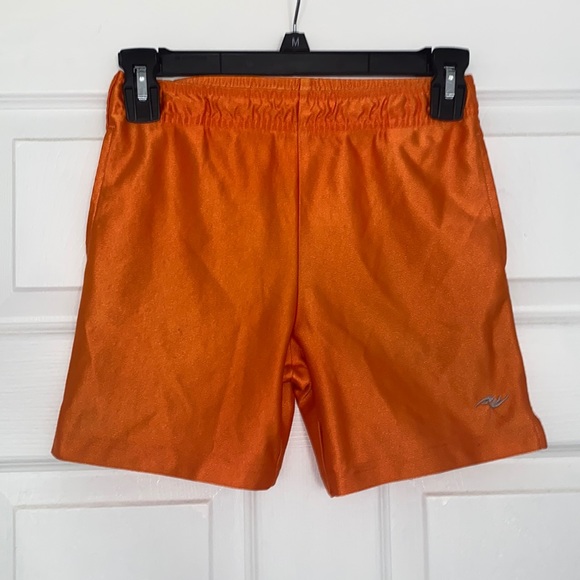 Boys XS Shiny Athletic Shorts, Orange - Picture 1 of 2